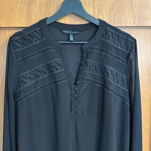 White House Black Market. Lined top with Lace details & sheet sleeves